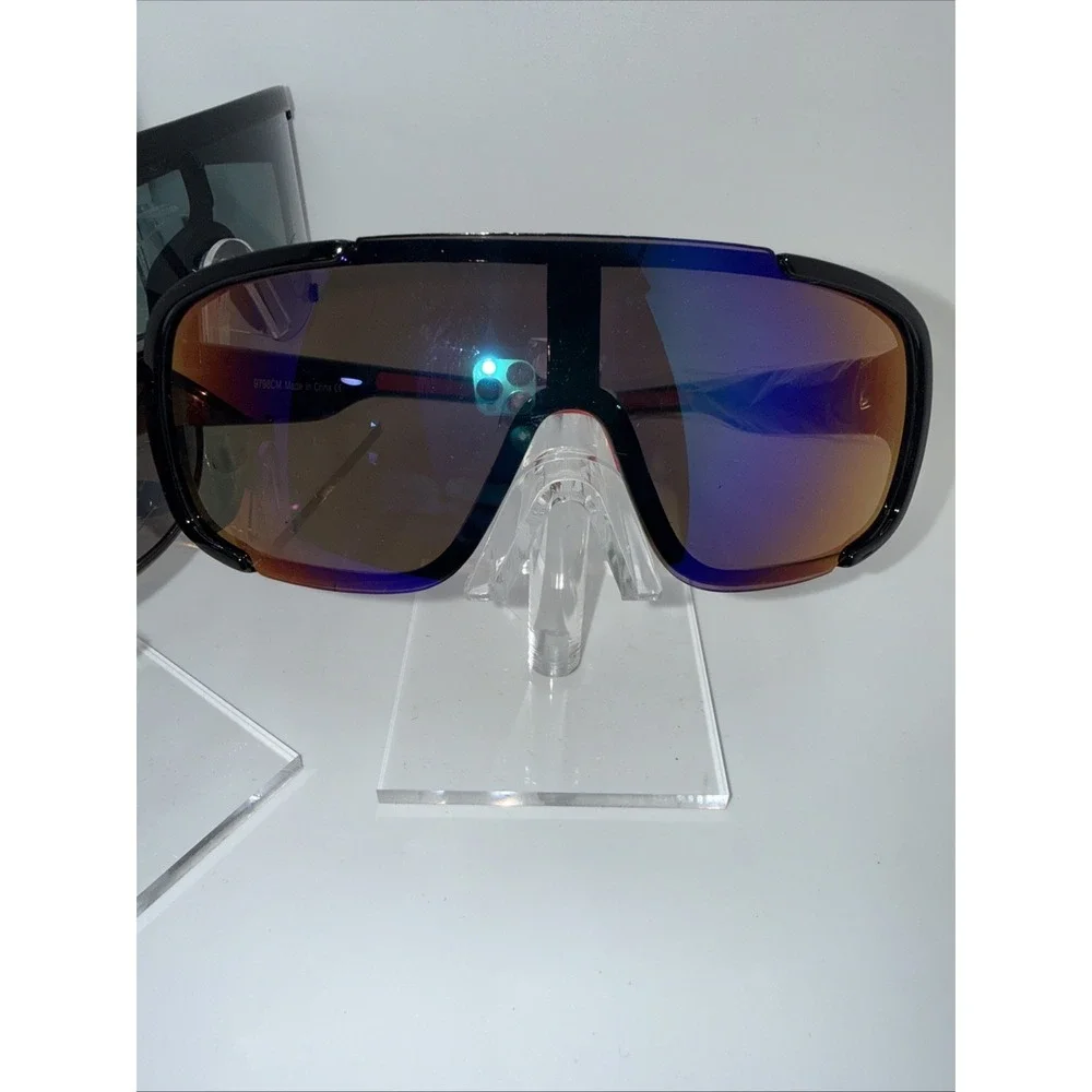 3 NEW pairs Shield Sunglasses Mirrored Lens Sport Fishing Black- Gradient Lenses